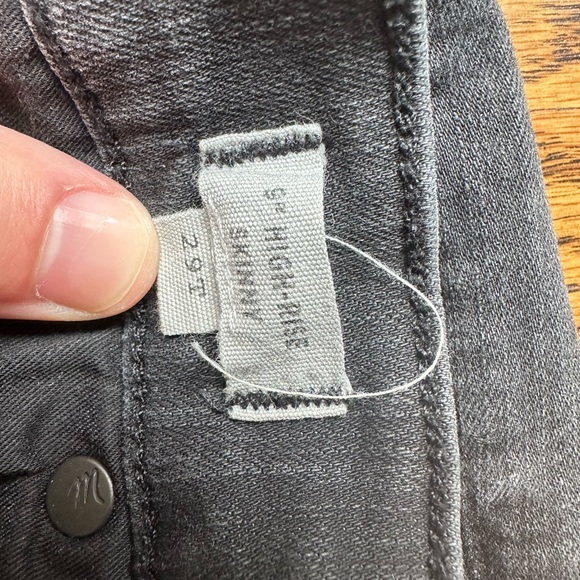 Madewell Black Frost Raw Hem Stretch Skinny Jeans High Rise Jeans Womens 29 Tall - Picture 2 of 4